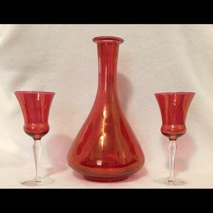 1960’s, Ruby Flash, Decanter and Glass Set